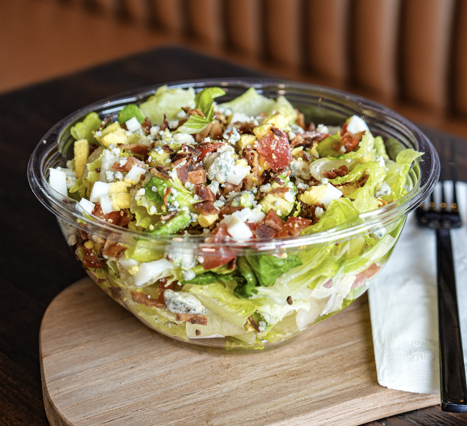 Potomac Cobb salad with romaine, crumbled blue cheese, bacon, avocado, tomato and boiled egg